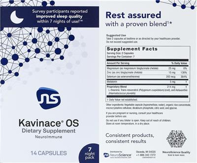 Photo of the NS NeuroScience Kavinace OS Capsules label