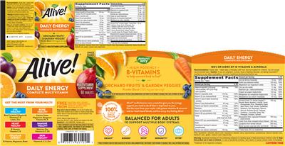 Photo of the Nature's Way Alive! Daily Energy Complete Multivitamin label