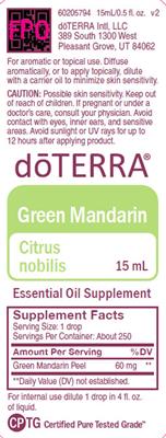 Photo of the doTERRA Green Mandarin label