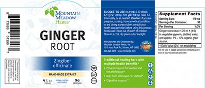 Photo of the Mountain Meadow Herbs Ginger Root label