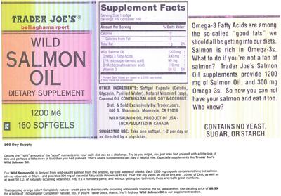 Photo of the Trader Joe's Wild Salmon Oil label