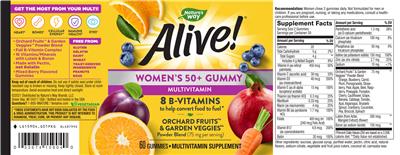Photo of the Nature's Way Alive! Women's 50+ Gummy Multivitamin label