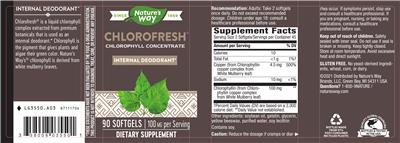 Photo of the Nature's Way Chlorofresh 100 mg label