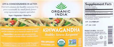 Photo of the Organic India Ashwagandha label