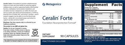 Photo of the Metagenics Ceralin Forte label