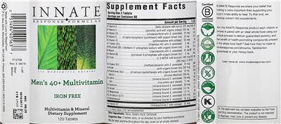Photo of the Innate Response Formulas Men's 40+ Multivitamin label