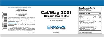 Photo of the Douglas Laboratories Cal/Mag 2001 Calcium Two To One label