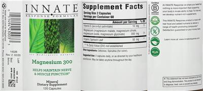 Photo of the Innate Response Formulas Magnesium 300 label