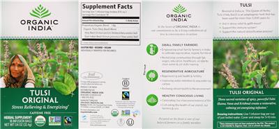 Photo of the Organic India Tulsi Original label