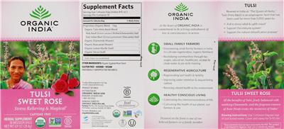 Photo of the Organic India Tulsi Sweet Rose label