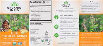 Photo of the Organic India Tulsi Turmeric Ginger label