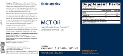 Photo of the Metagenics MCT Oil label