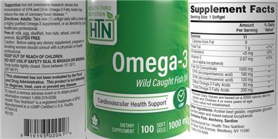 Photo of the Health Thru Nutrition Omega-3 1000 mg label