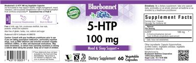 Photo of the Bluebonnet 5-HTP 100 mg label