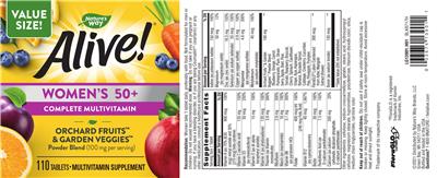 Photo of the Nature's Way Alive! Women's 50+ Complete Multivitamin label