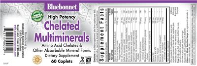 Photo of the Bluebonnet High Potency Chelated Multiminerals label