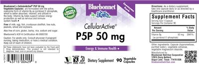 Photo of the Bluebonnet CellularActive P5P 50 mg label