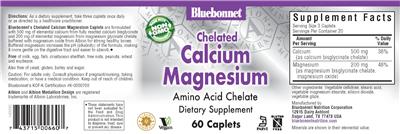 Photo of the Bluebonnet Chelated Calcium Magnesium label