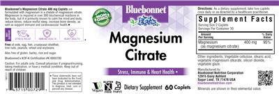 Photo of the Bluebonnet Magnesium Citrate label