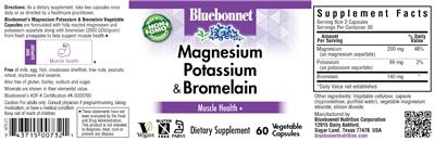 Photo of the Bluebonnet Magnesium Potassium & Bromelain label