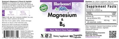 Photo of the Bluebonnet Magnesium & B6 label
