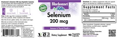 Photo of the Bluebonnet Selenium 200 mcg label