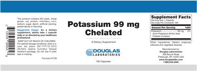 Photo of the Douglas Laboratories Potassium 99 mg Chelated label