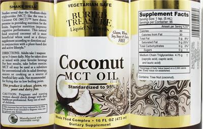 Photo of the Buried Treasure Liquid Nutrients Coconut MCT Oil label
