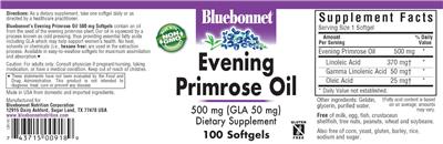 Photo of the Bluebonnet Evening Primrose Oil 500 mg label