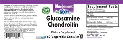 Photo of the Bluebonnet Glucosamine Chondroitin label