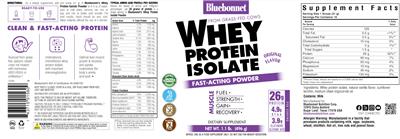 Photo of the Bluebonnet Whey Protein Isolate Powder Original Flavor label