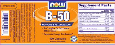Photo of the NOW B-50 label