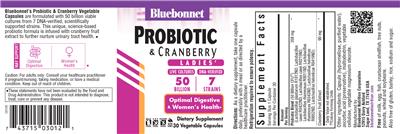 Photo of the Bluebonnet Probiotic & Cranberry label