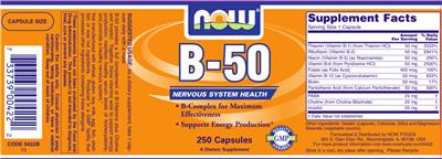 Photo of the NOW B-50 label