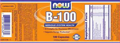 Photo of the NOW B-100 label