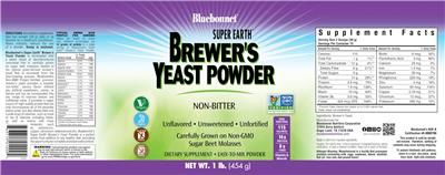 Photo of the Bluebonnet Super Earth Brewer's Yeast Powder label