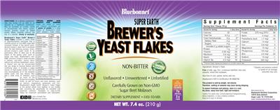 Photo of the Bluebonnet Super Earth Brewer's Yeast Flakes label