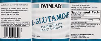 Photo of the Twinlab L-Glutamine label