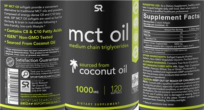 Product label for MCT Oil 1000 mg