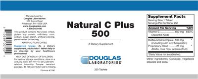 Photo of the Douglas Laboratories Natural C Plus 500 label