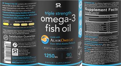 Product label for Omega-3 Fish Oil 1250 mg