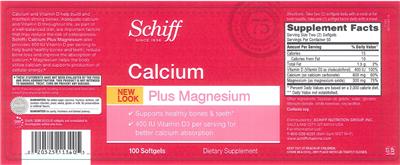 Photo of the Schiff Calcium Plus Magnesium label