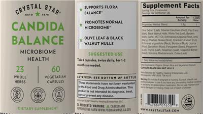 Photo of the Crystal Star Candida Balance label