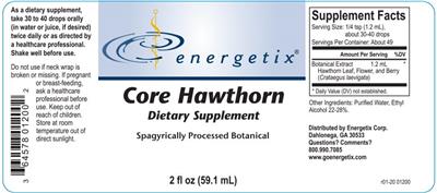 Photo of the Energetix Core Hawthorn label