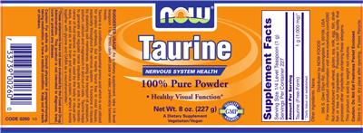 Photo of the NOW Taurine label