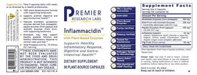 Photo of the Premier Research Labs Inflammacidin label