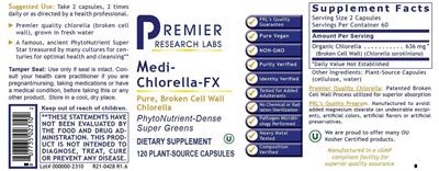 Photo of the Premier Research Labs Medi-Chlorella-FX label
