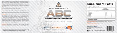 Photo of the Core Nutritionals ABC Australian Orange Sherbert label