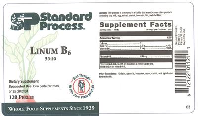 Photo of the SP Standard Process Linum B6 label