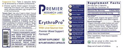 Photo of the Premier Research Labs ErythroPro label